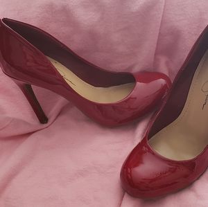 Red high heel shoes